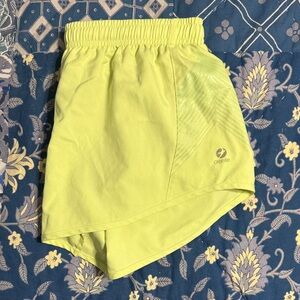 Oiselle: Neon green distance Running shorts